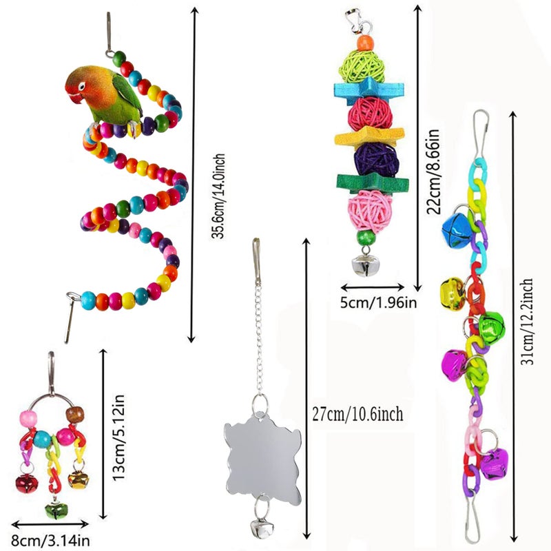 ESRISE Bird Parakeet Cockatiel Toys, ESRISE Parrots Cage Hammock Swing Climbing Ladders Wooden Perch Chewing Toy for Budgerigar, Conures, Love Birds, Budgies - Image 4